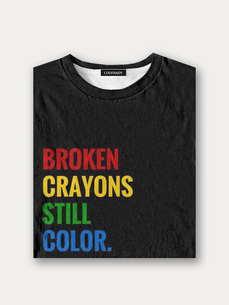 Colorful Broken Crayons Still Color T-shirt T-Shirt coofandy 
