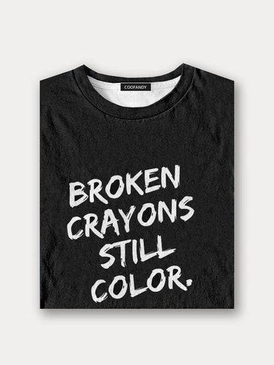 Casual Colorful Broken Crayons Still Color T-shirt T-Shirt coofandy 
