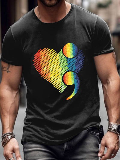 Heart Semicolon Suicide Prevention T-shirt T-Shirt coofandy Black S 