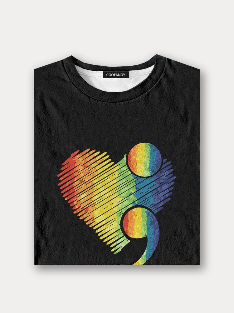 Heart Semicolon Suicide Prevention T-shirt T-Shirt coofandy 