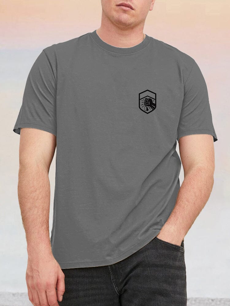 Basic Graphic Veteran T-shirt T-Shirt coofandy Grey S 