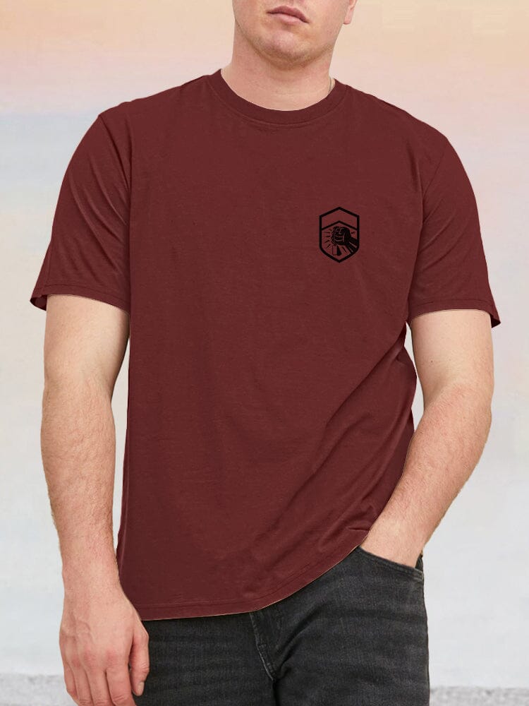 Basic Graphic Veteran T-shirt T-Shirt coofandy Wine Red S 