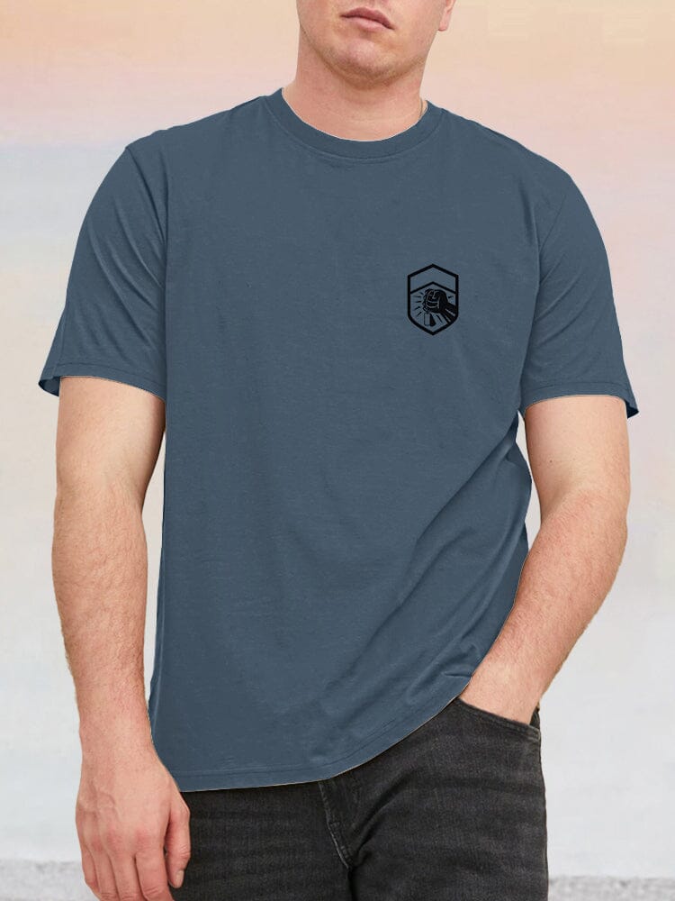 Basic Graphic Veteran T-shirt T-Shirt coofandy Navy Blue S 
