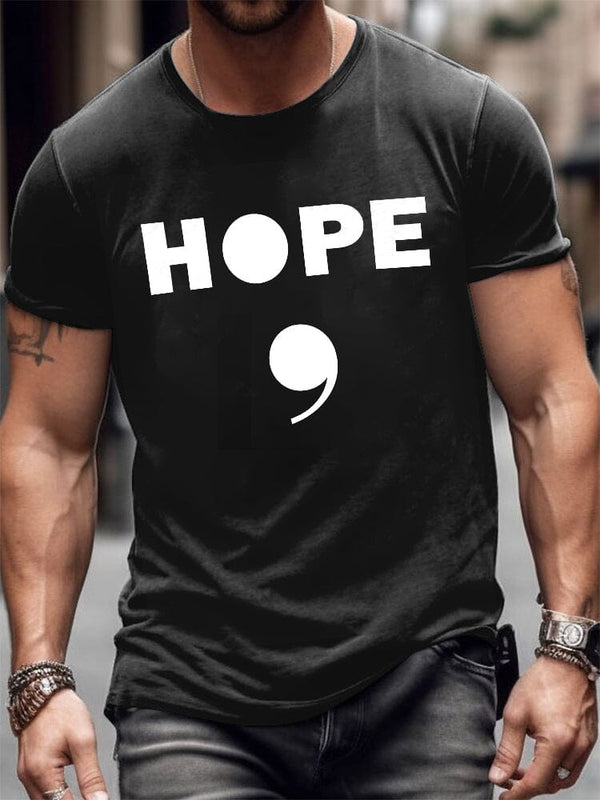 Hope Word Printed Motivational T-shirt T-Shirt coofandy Black S 