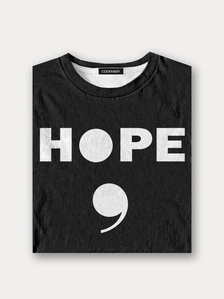 Hope Word Printed Motivational T-shirt T-Shirt coofandy 