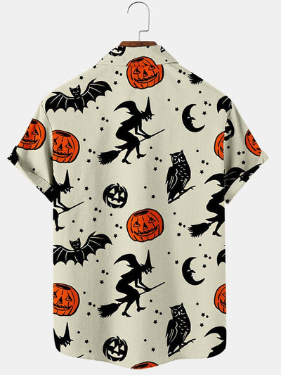 Pumpkin Witch Graphic Cotton Linen Shirt Shirts coofandy 
