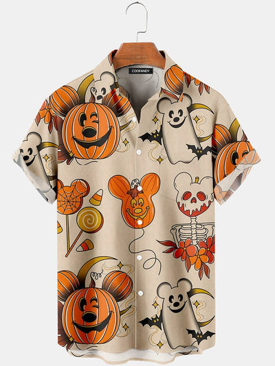 Pumpkin Element Graphic Cotton Linen Shirt Shirts coofandy Apricot S 
