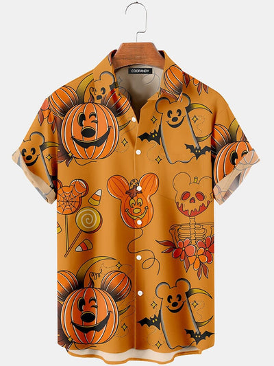 Pumpkin Element Graphic Cotton Linen Shirt Shirts coofandy Orange S 