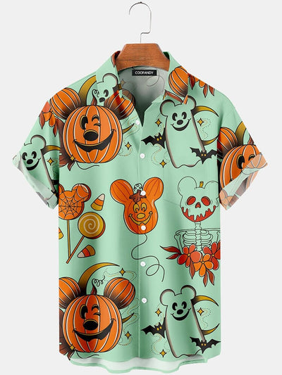 Pumpkin Element Graphic Cotton Linen Shirt Shirts coofandy Green S 