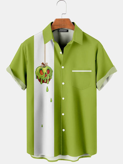 Halloween Graphic Cotton Linen Shirt Shirts coofandy Green S 