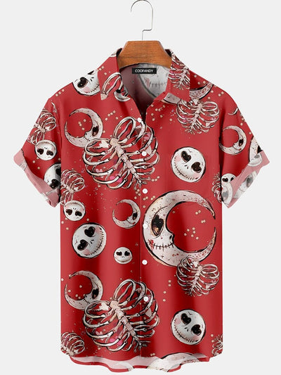Halloween Graphic Cotton Linen Shirt Shirts coofandy Red S 