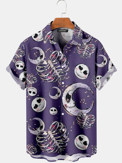 Halloween Graphic Cotton Linen Shirt Shirts coofandy Purple S 