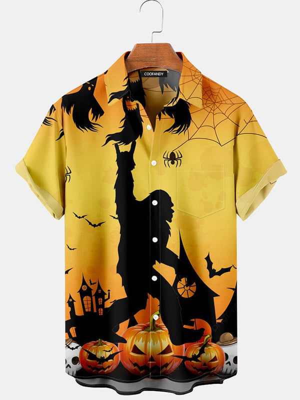 Creative Halloween Graphic Cotton Linen Shirt Shirts coofandy PAT1 S 
