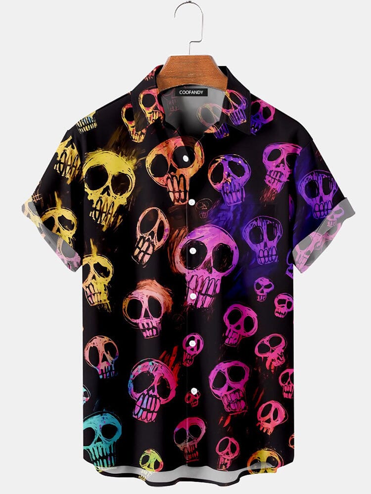 Creative Halloween Graphic Cotton Linen Shirt Shirts coofandy PAT2 S 