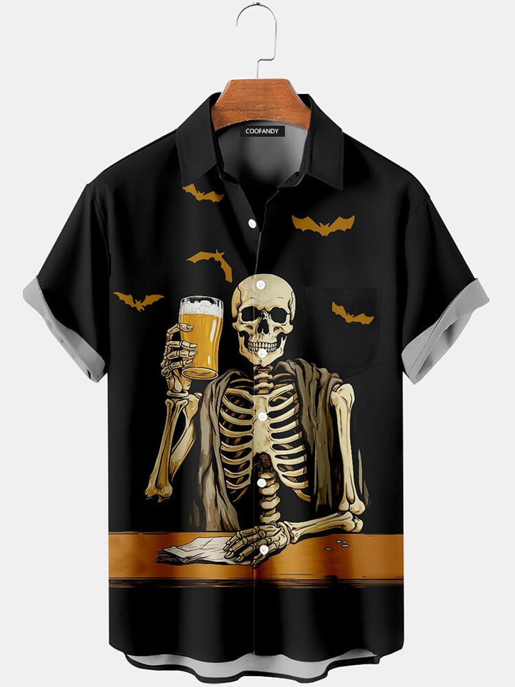 Creative Halloween Graphic Cotton Linen Shirt Shirts coofandy PAT3 S 