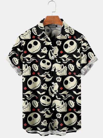 Creative Halloween Graphic Cotton Linen Shirt Shirts coofandy PAT4 S 