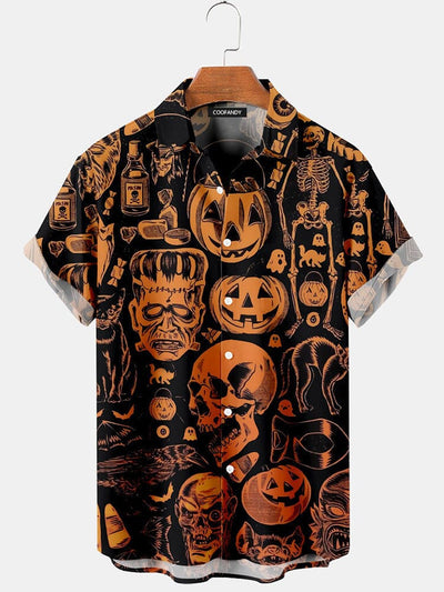 Creative Halloween Graphic Cotton Linen Shirt Shirts coofandy PAT5 S 