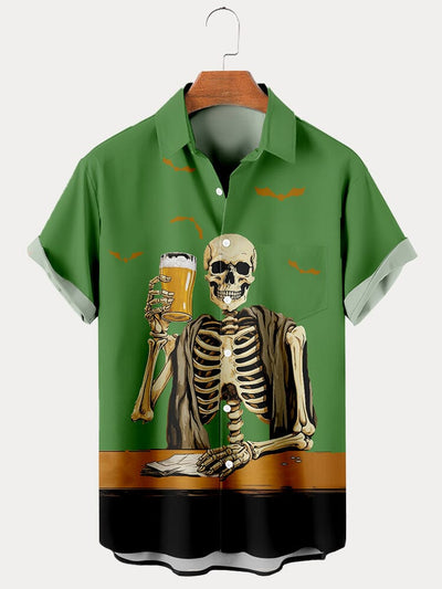 Creative Halloween Graphic Cotton Linen Shirt Shirts coofandy 