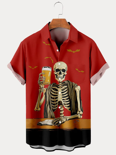 Creative Halloween Graphic Cotton Linen Shirt Shirts coofandy 