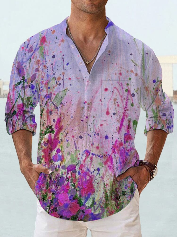 Art Printed Long-Sleeve Shirt Shirts coofandy Lavender S 