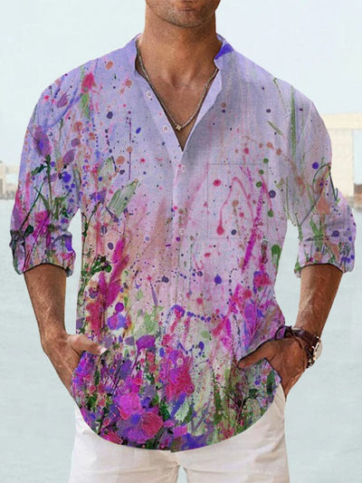 Art Printed Long-Sleeve Shirt Shirts coofandy Lavender S 
