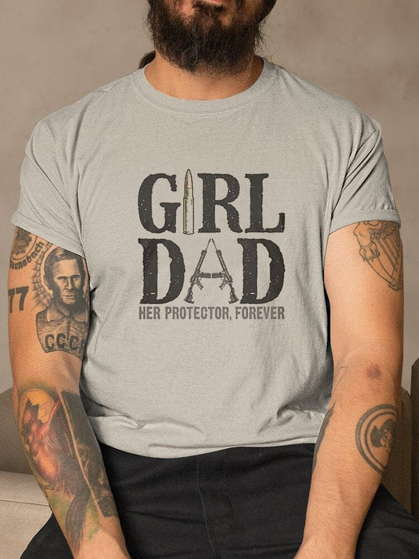 Personalized Girl Dad Printed T-shirt T-Shirt coofandy Grey S 