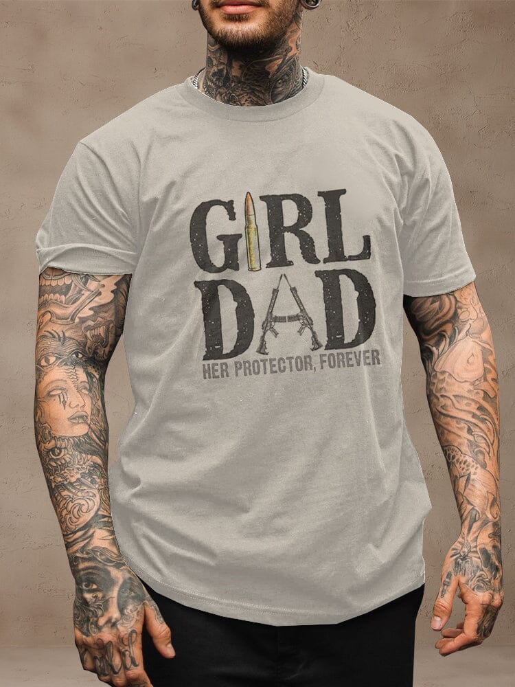 Personalized Girl Dad Printed T-shirt T-Shirt coofandy 