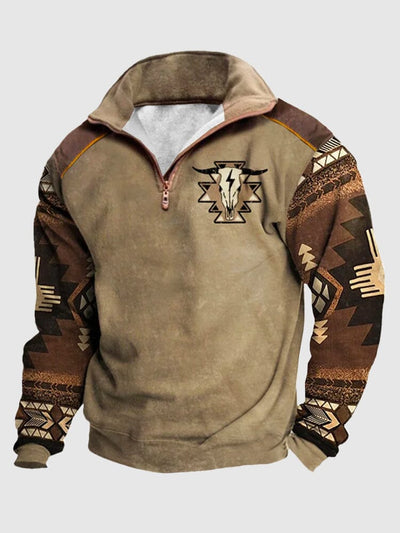 Vintage Stand Collar Sweatshirt Hoodies coofandy Brown S 