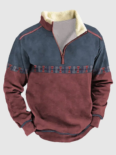 Vintage Splicing Stand Collar Sweatshirt Hoodies coofandy PAT1 S 