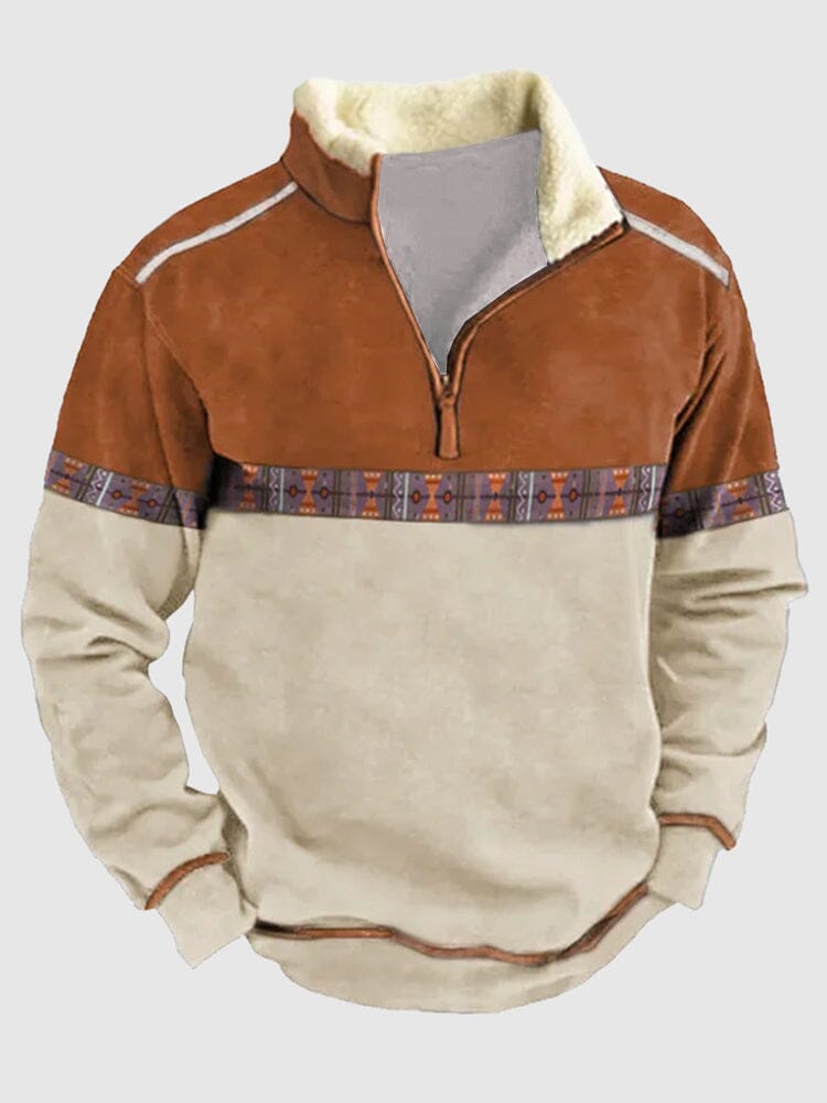 Vintage Splicing Stand Collar Sweatshirt Hoodies coofandy PAT3 S 