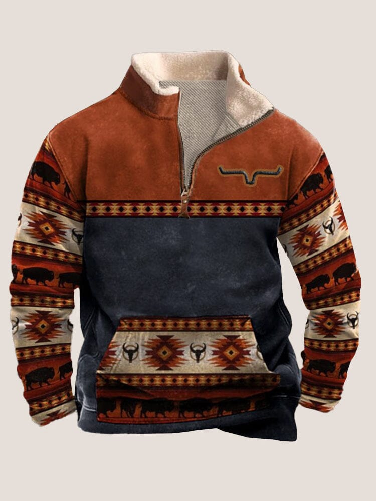 Vintage Print Pullover Sweatshirt Hoodies coofandy PAT1 S 