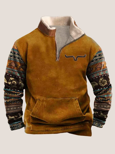 Vintage Print Pullover Sweatshirt Hoodies coofandy PAT2 S 