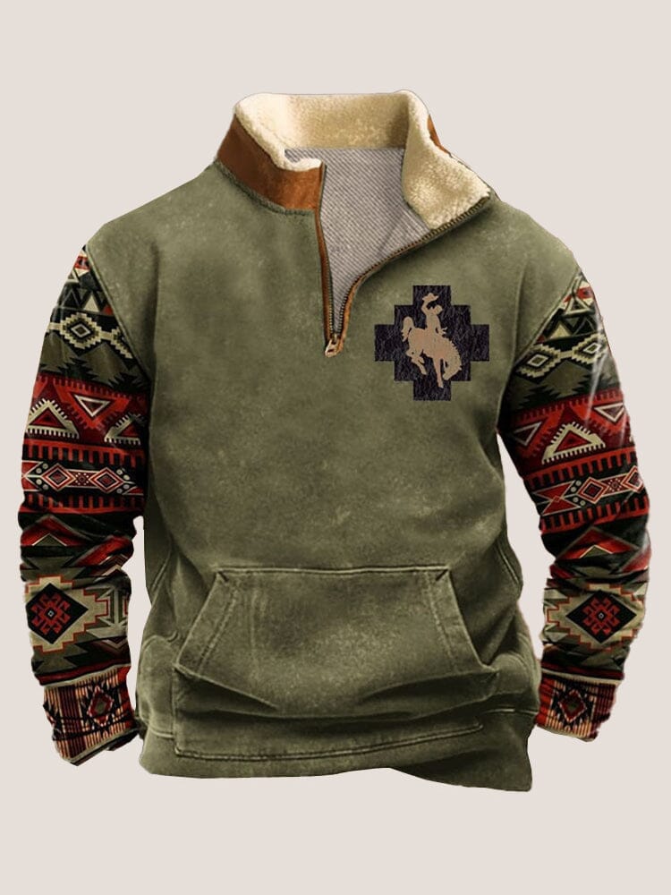 Vintage Print Pullover Sweatshirt Hoodies coofandy PAT4 S 