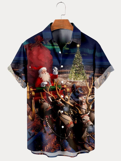 Stylish Santa Claus Printed Shirt Shirts coofandy PAT1 S 