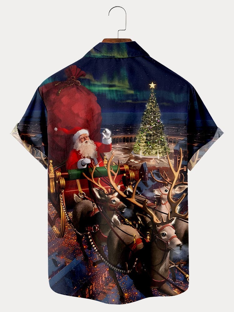 Stylish Santa Claus Printed Shirt Shirts coofandy 