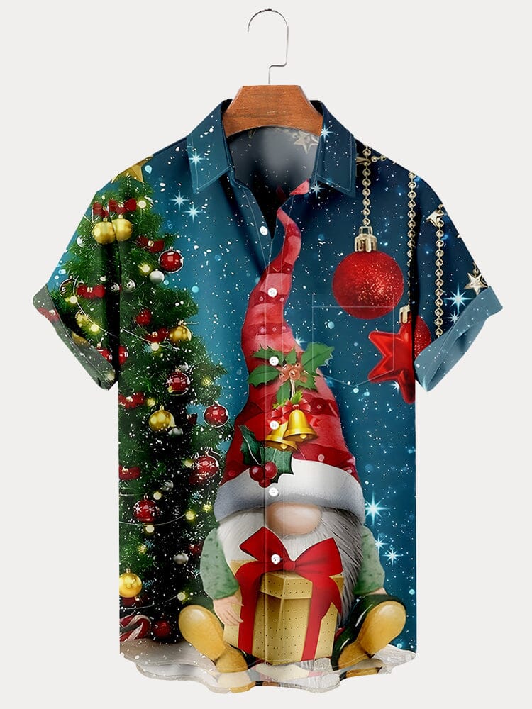 Stylish Santa Claus Printed Shirt Shirts coofandy PAT2 S 