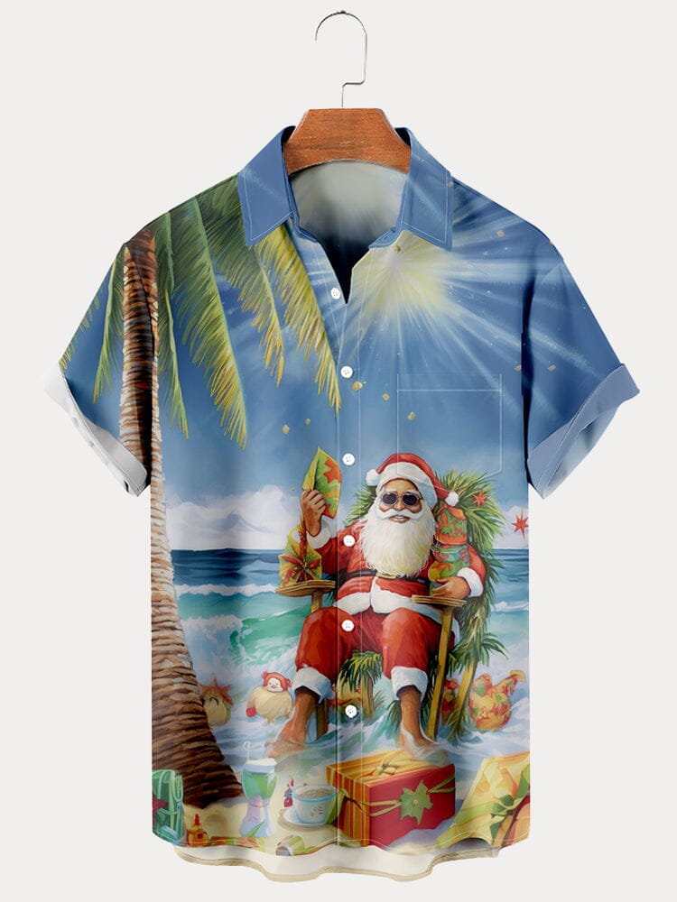 Stylish Santa Claus Printed Shirt Shirts coofandy PAT3 S 