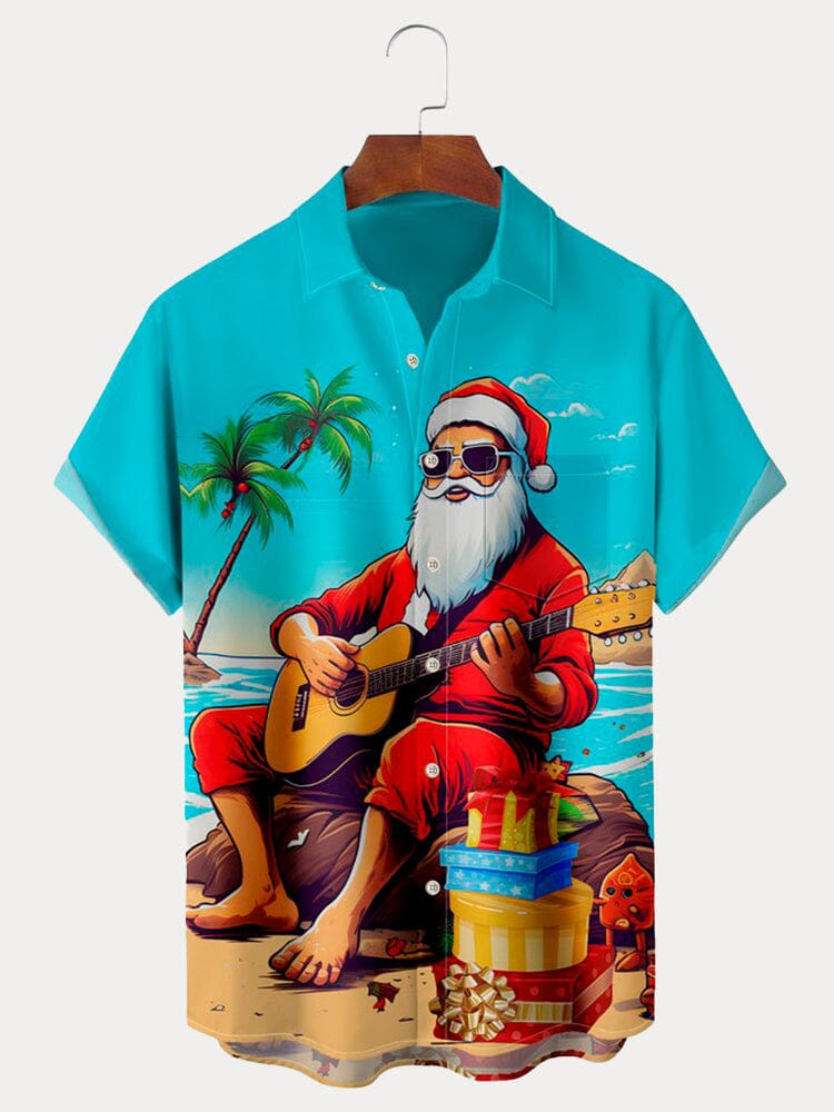 Stylish Santa Claus Printed Shirt Shirts coofandy PAT5 S 