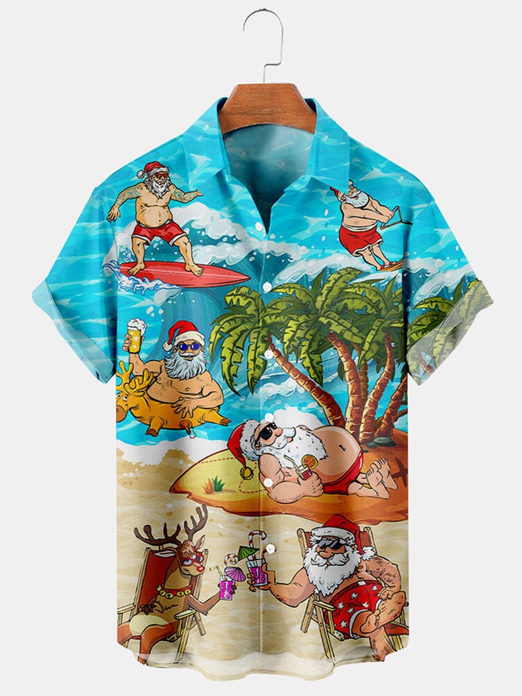 Stylish Santa Claus Printed Shirt Shirts coofandy PAT6 S 