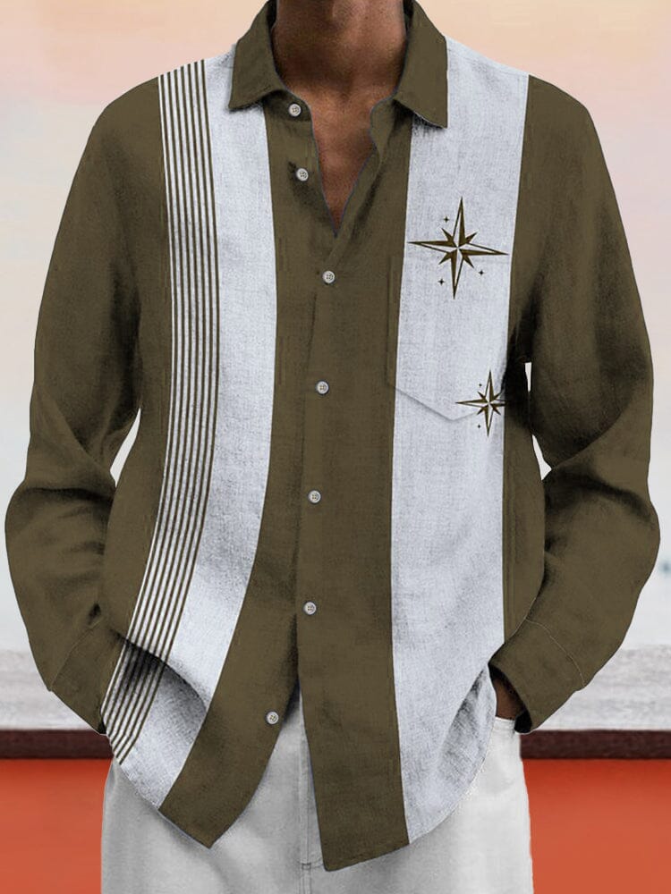 Casual Colorblock Cotton Linen Shirt Shirts coofandy Army Green S 