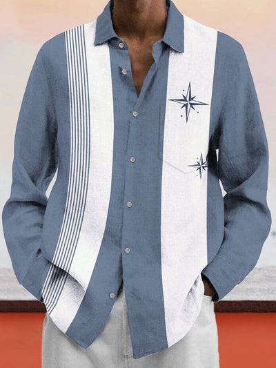 Casual Colorblock Cotton Linen Shirt Shirts coofandy Light Blue S 