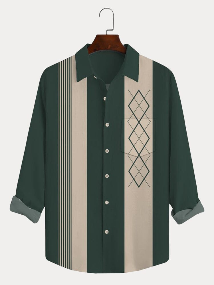 Soft Geometric Printed Cotton Linen Shirt Shirts coofandy 