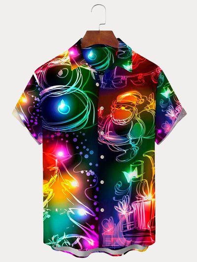 Christmas Lights Graphic Cotton Linen Shirt Shirts coofandy PAT1 S 
