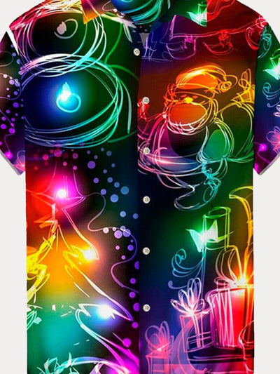 Christmas Lights Graphic Cotton Linen Shirt Shirts coofandy 