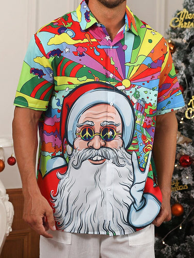 Funny Santa Claus Graphic Shirt Shirts coofandy Colorful S 