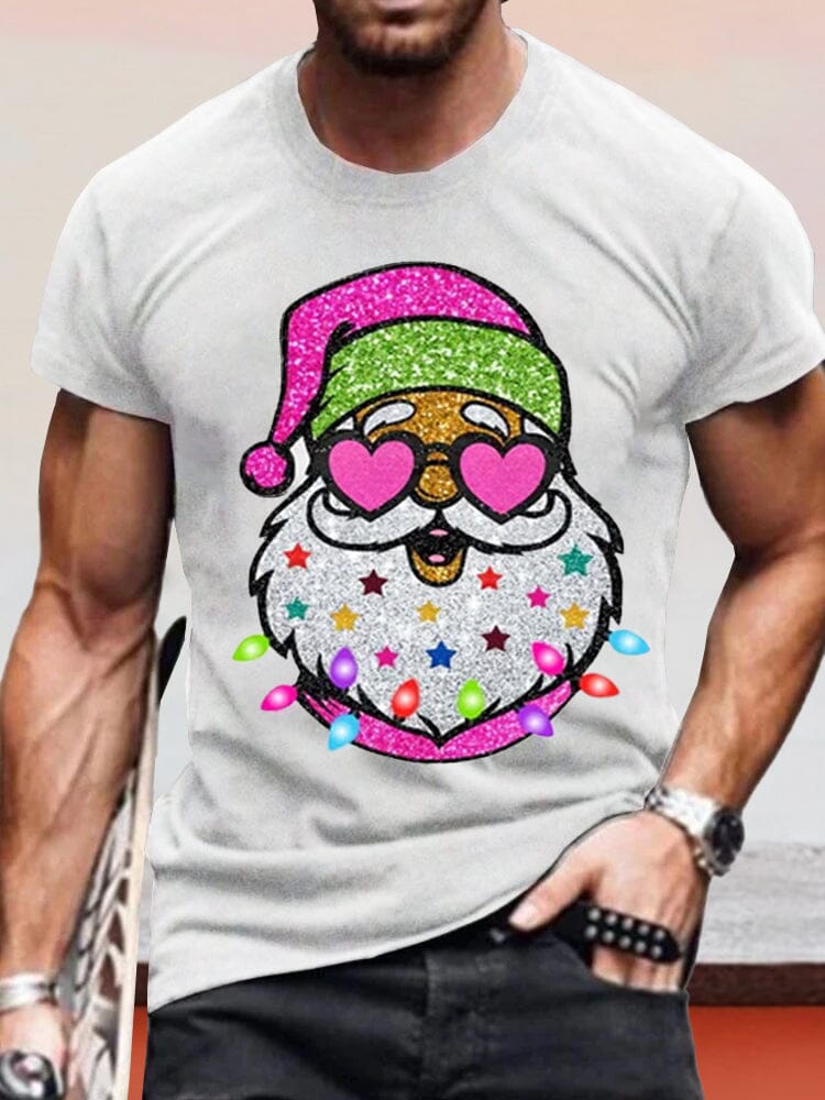 Creative Santa Claus Printed Tee T-Shirt coofandy White S 