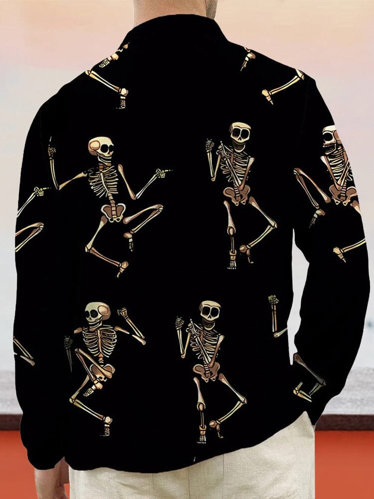 Casual Skull Graphic Cotton Linen Shirt Shirts coofandy 