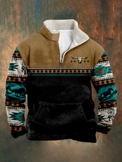Vintage Western Cowboy Print Sweatshirt Hoodies coofandy PAT2 S 