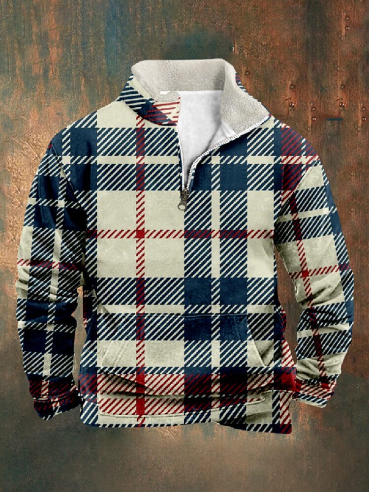 Casual Comfy Plaid Sweatshirt Hoodies coofandy PAT3 S 