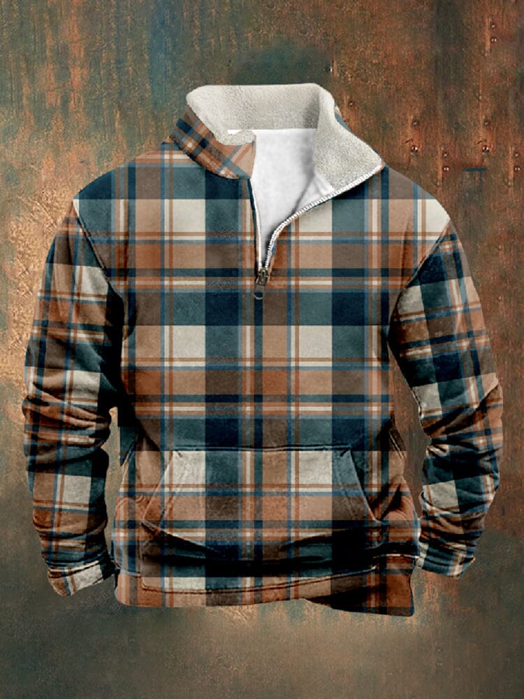 Casual Comfy Plaid Sweatshirt Hoodies coofandy PAT7 S 